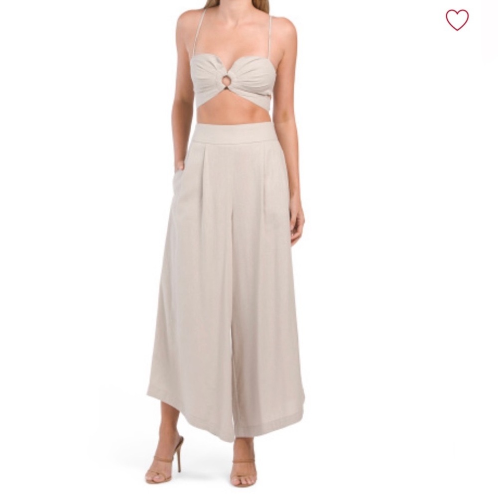 7 for all mankind linen tan pants and top set
